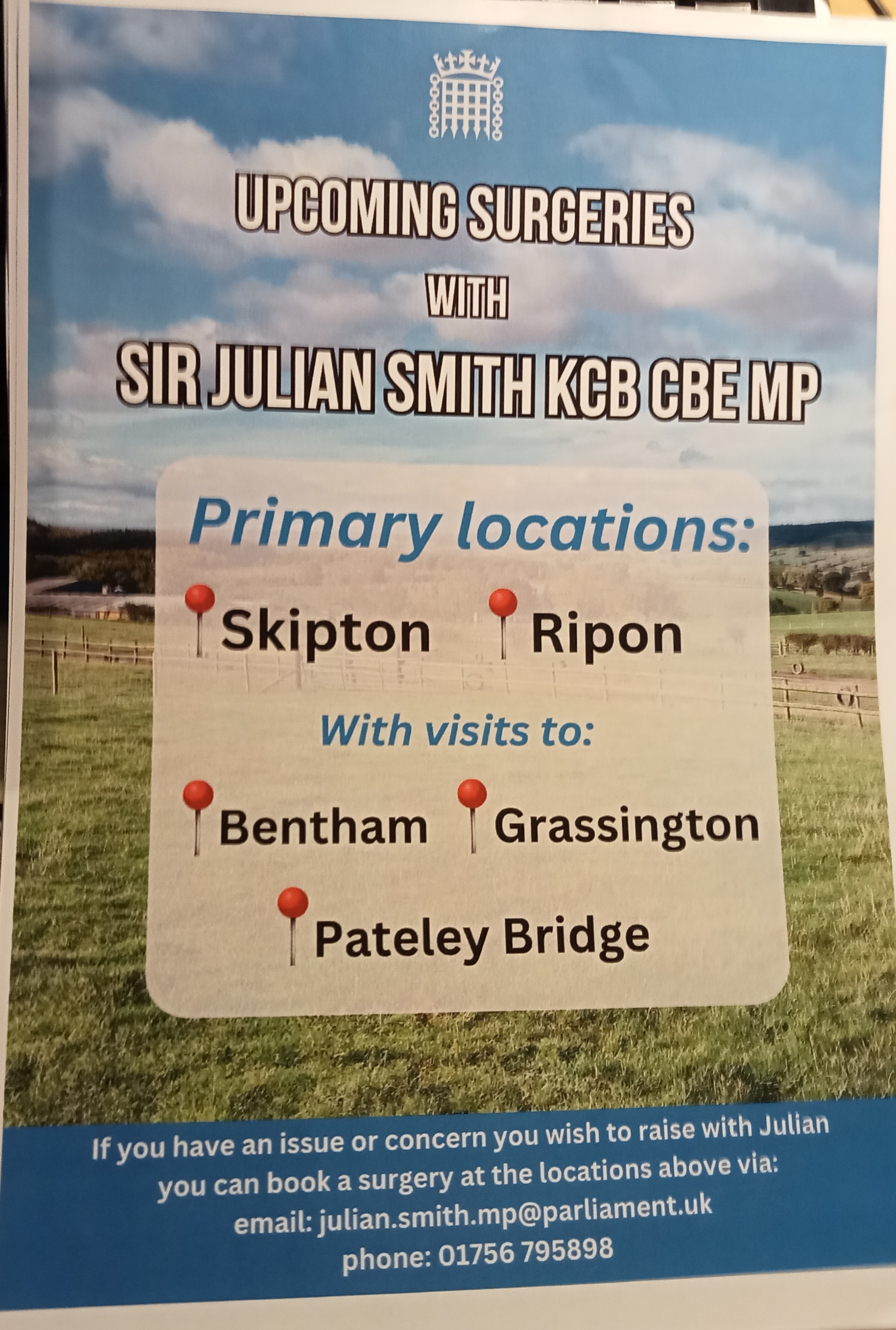 Julian Smith MP Surgeries Notice Jan 2025